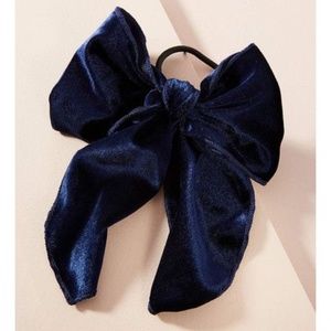 Anthropologie Navy Velvet Hair Bow